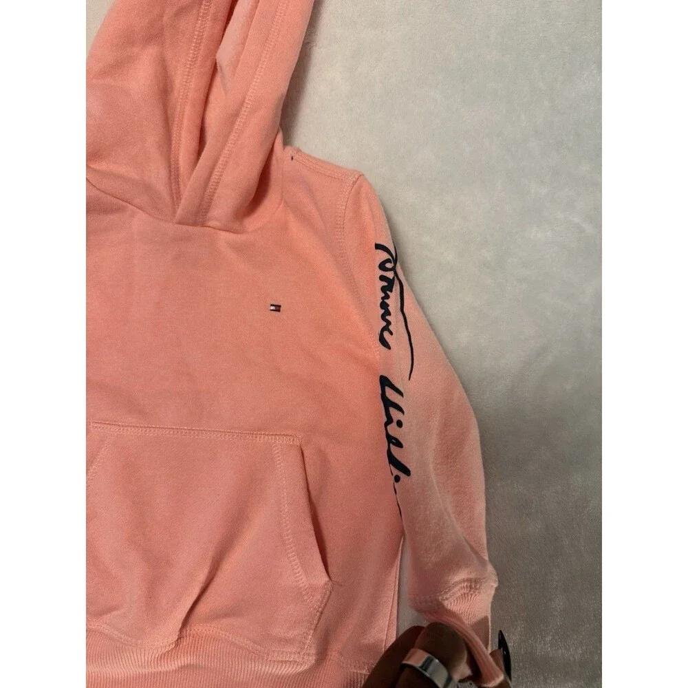 Tommy Hilfiger Toddler Hoodie 2T Pink Coral Pullover Sweatshirt Logo Cotton 2T